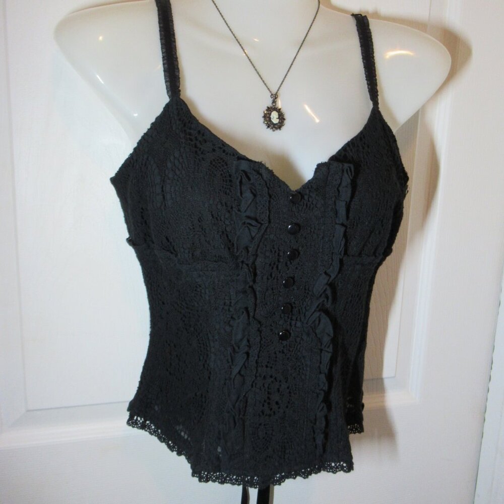 Blacklist Lip Service Lace Crochet Corset Lacing Witchy Goth Rare Top Bustier - Picture 7 of 16